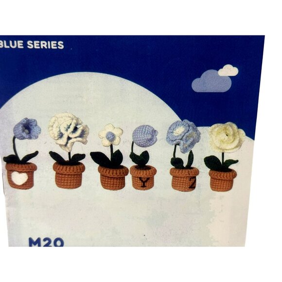 Crochet Kit For Beginners Mini Flower Pots Blue White Everything Included NEW - Picture 12 of 12
